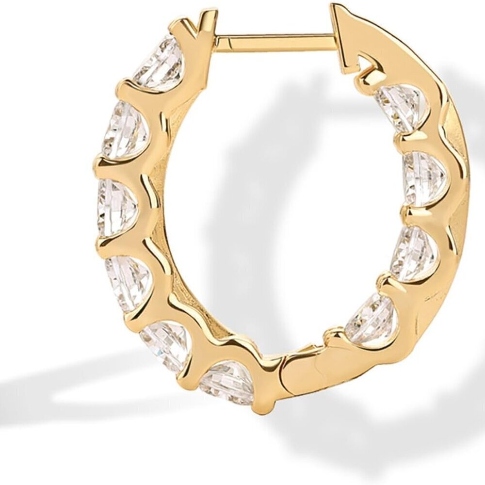 14K Gold Plated Hoop Earrings with Cubic Zirconia Women Bridal Jewelry